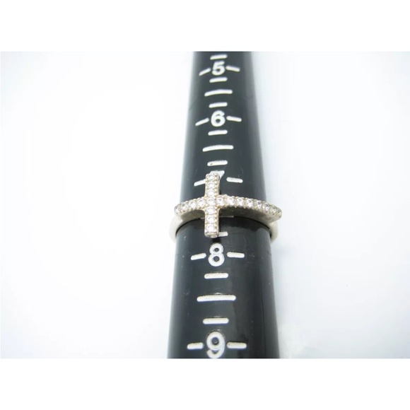 Silpada Sterling Silver & CZ 11.5mm Cross Ring Size 7.5 - Picture 13 of 13